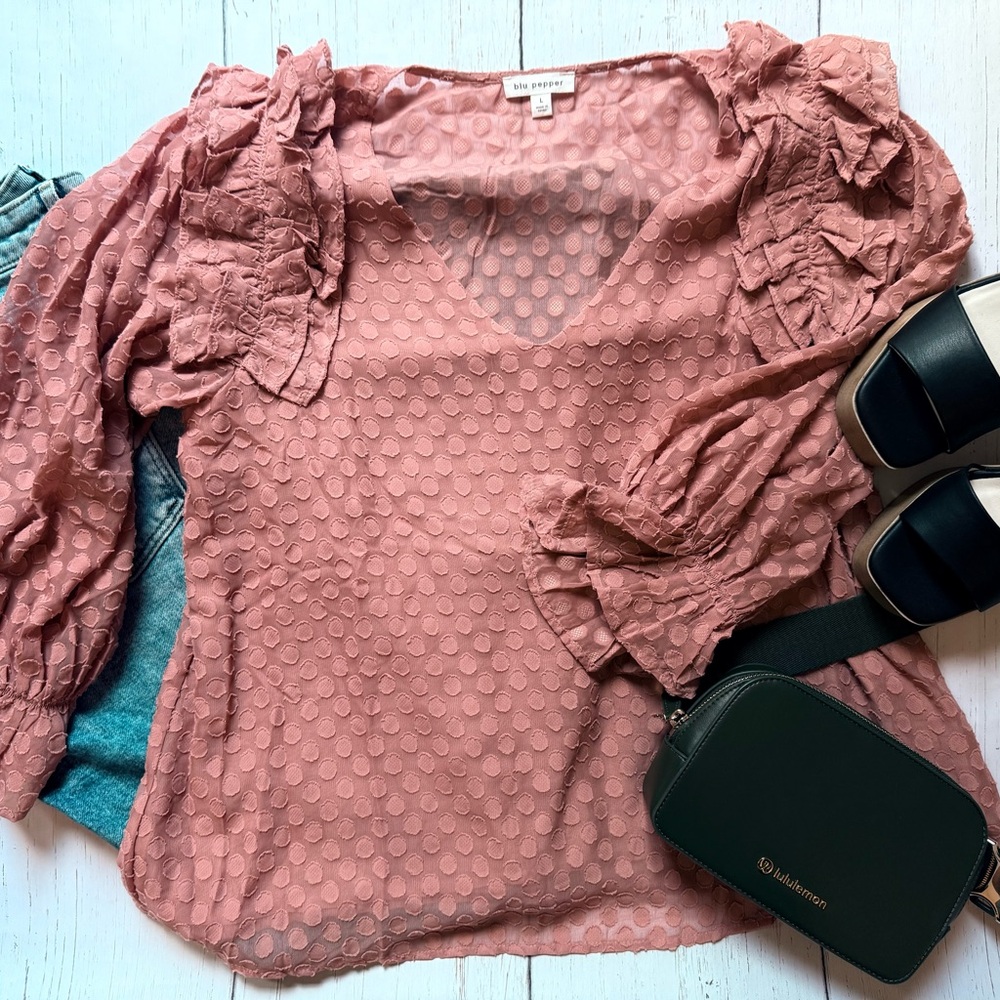 Blu Pepper Dusty Pink Textured Blouse